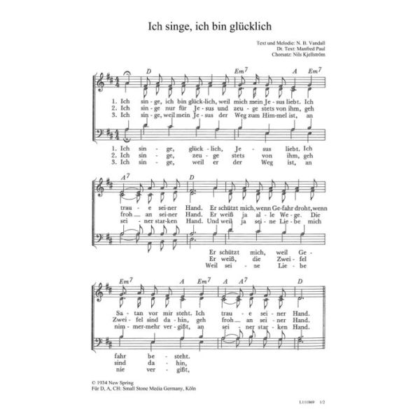 Produktbild des Artikels Ich singe, ich bin glücklich / My Sins Are Gone (Noten - Download)