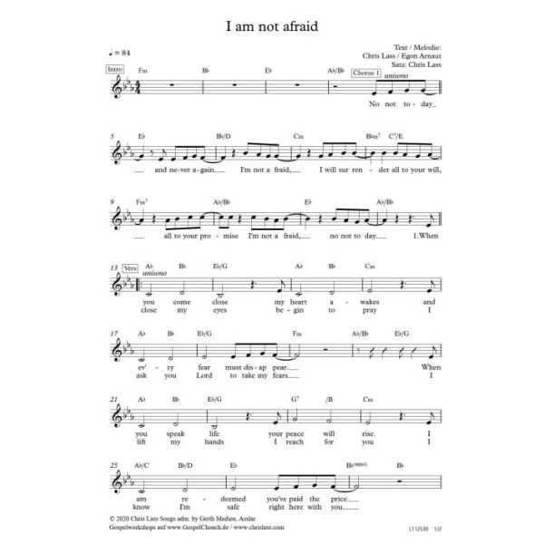 Produktbild des Artikels I'm Not Afraid (Noten - Download)
