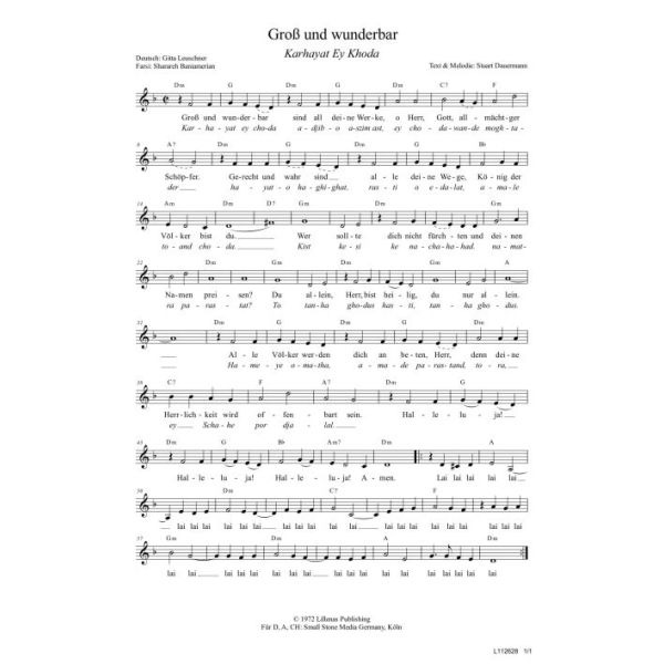 Produktbild des Artikels Groß und wunderbar / Great And Wonderful (Noten - Download)