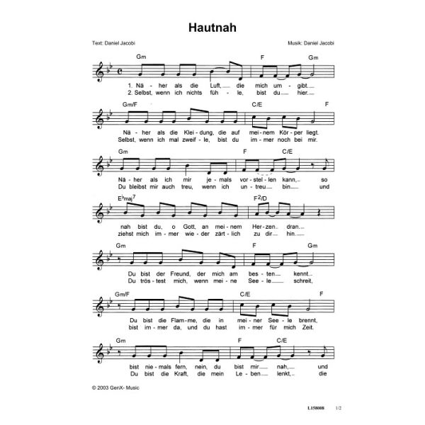 Produktbild des Artikels Hautnah (Noten - Download)