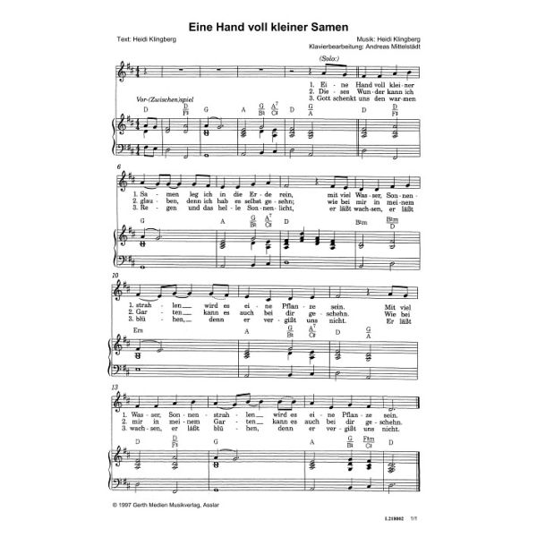 Produktbild des Artikels Eine Hand voll kleiner Samen (Noten - Download)