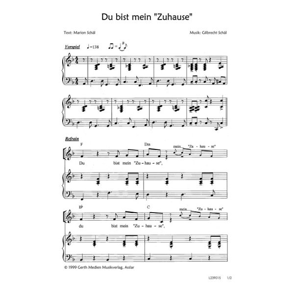 Produktbild des Artikels Du bist mein "Zuhause" (Noten - Download)