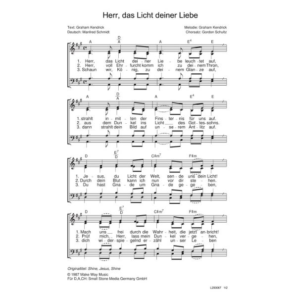 Produktbild des Artikels Herr, das Licht deiner Liebe / Shine, Jesus, Shine (Noten - Download)