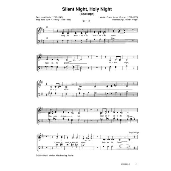 Produktbild des Artikels Silent Night, Holy Night / Stille Nacht (Noten - Download)