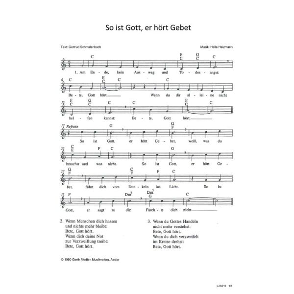 Produktbild des Artikels So ist Gott, er hört Gebet (Noten - Download)