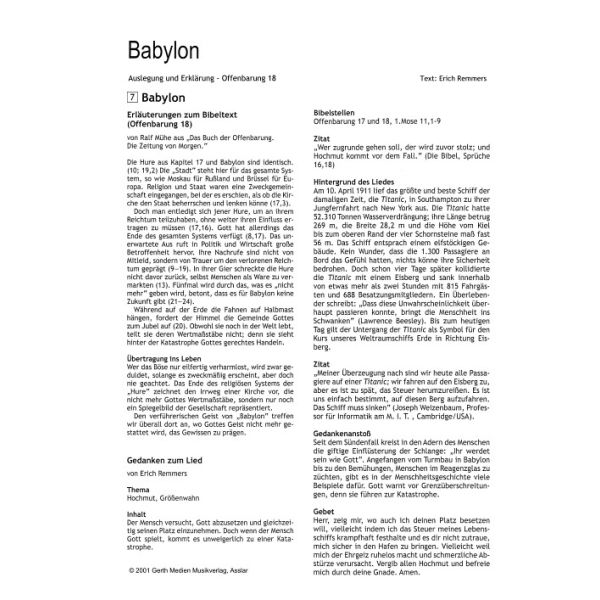 Produktbild des Artikels Babylon (Noten - Download)