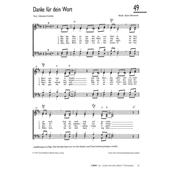 Produktbild des Artikels Danke für dein Wort (Noten - Download)