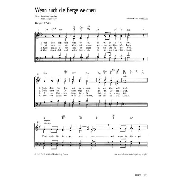 Produktbild des Artikels Wenn auch die Berge weichen (Noten - Download)