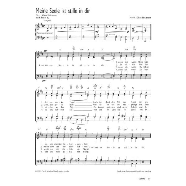 Produktbild des Artikels Meine Seele ist stille in dir (Noten - Download)
