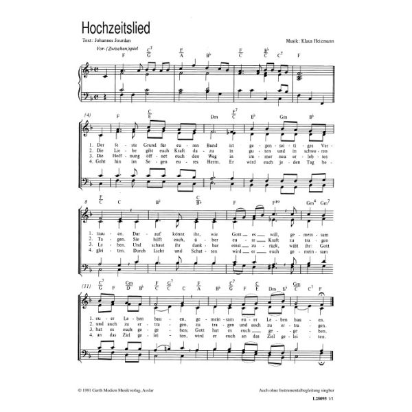 Produktbild des Artikels Hochzeitslied (Noten - Download)