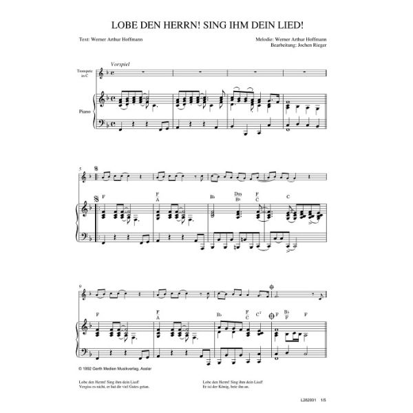 Produktbild des Artikels Lobe den Herrn! Sing ihm dein Lied! (Noten - Download)