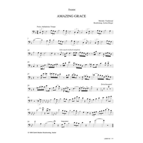 Produktbild des Artikels Amazing Grace (Posaune) (Noten - Download)