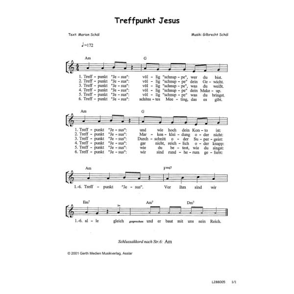Produktbild des Artikels Treffpunkt Jesus (Noten - Download)