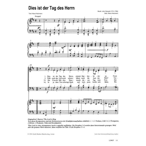 Produktbild des Artikels Dies ist der Tag des Herrn (Noten - Download)