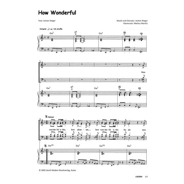 Produktbild des Artikels How Wonderful (Noten - Download)