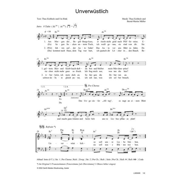 Produktbild des Artikels Unverwüstlich (Noten - Download)