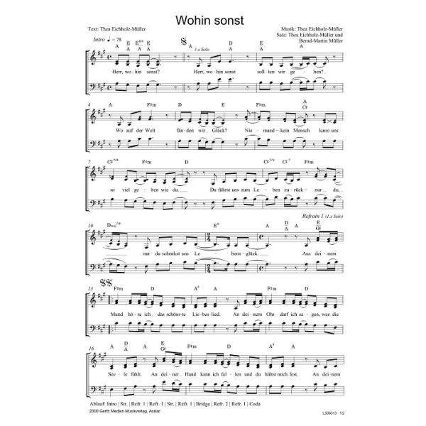 Produktbild des Artikels Wohin sonst (Noten - Download)