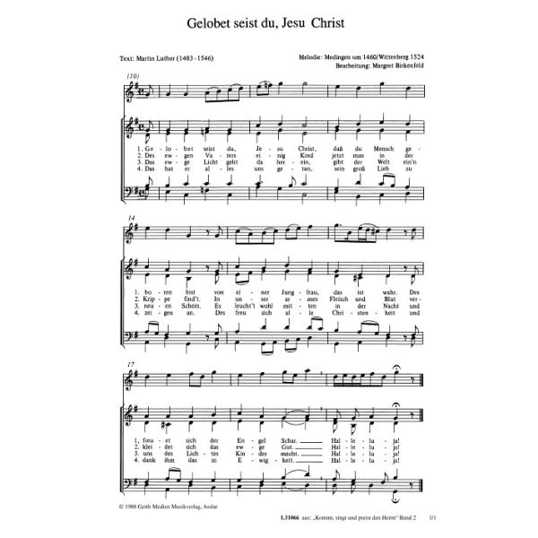Produktbild des Artikels Gelobet seist du, Jesu Christ (Noten - Download)