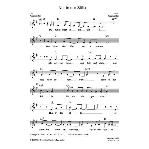 Produktbild des Artikels Nur in der Stille (Noten - Download)