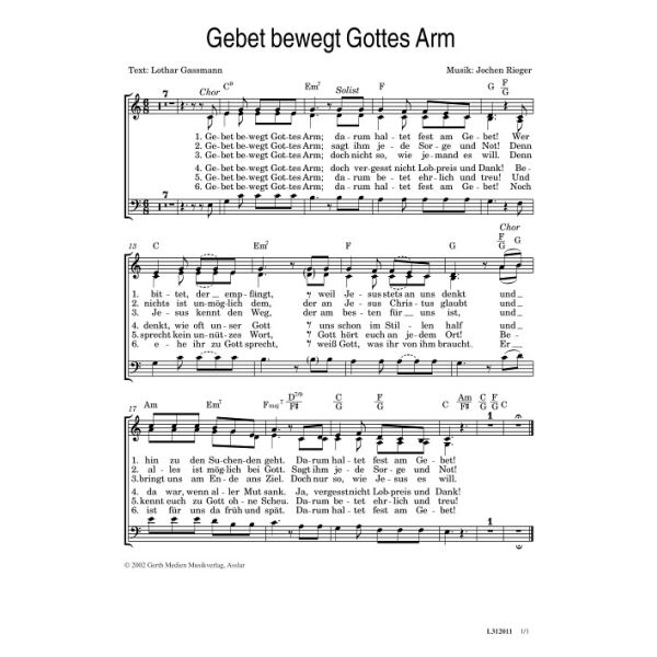 Produktbild des Artikels Gebet bewegt Gottes Arm (Noten - Download)