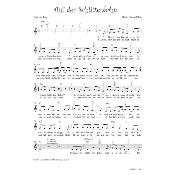 Produktbild des Artikels Auf der Schlittenbahn (Noten - Download)