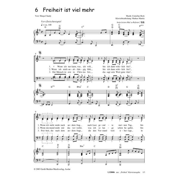 Produktbild des Artikels Freiheit ist viel mehr (Noten - Download)