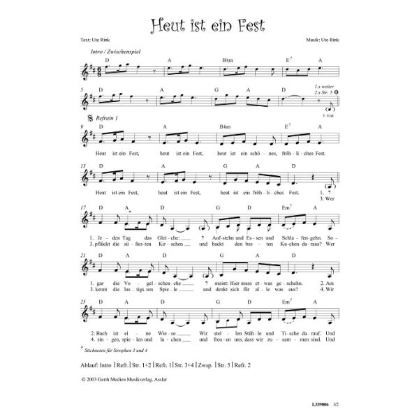 Produktbild des Artikels Heut ist ein Fest (Noten - Download)
