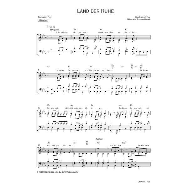 Produktbild des Artikels Land der Ruhe (Noten - Download)