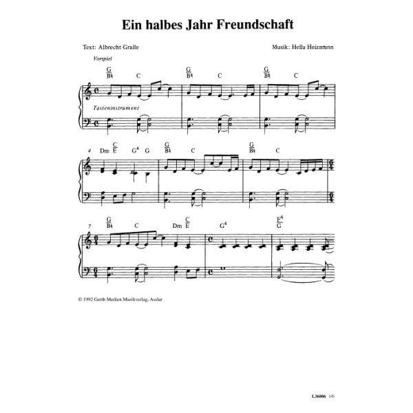 Produktbild des Artikels Ein halbes Jahr Freundschaft (Noten - Download)