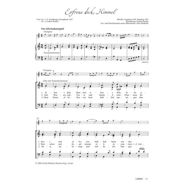 Produktbild des Artikels Erfreue dich, Himmel (Noten - Download)