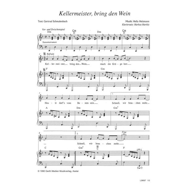 Produktbild des Artikels Kellermeister, bring den Wein (Noten - Download)
