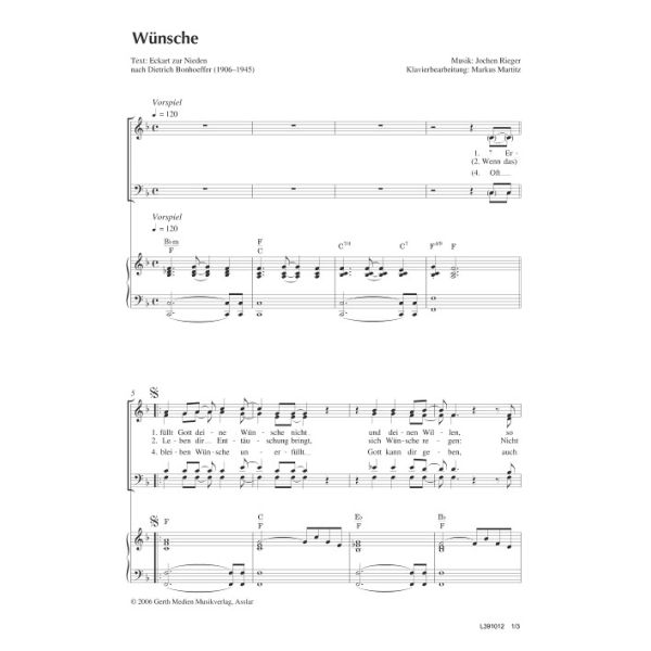 Produktbild des Artikels Wünsche (Noten - Download)