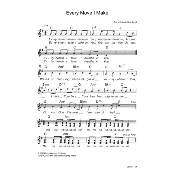 Produktbild des Artikels Every Move I Make (Noten - Download)