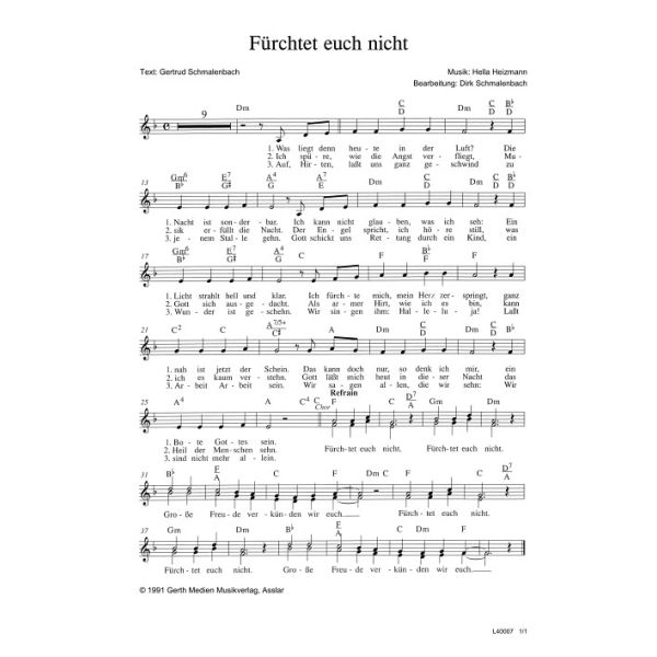 Produktbild des Artikels Fürchtet euch nicht (Noten - Download)