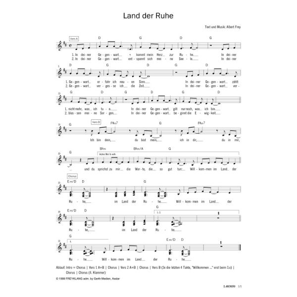 Produktbild des Artikels Land der Ruhe (Noten - Download)