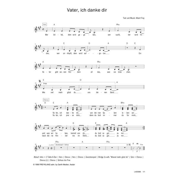 Produktbild des Artikels Vater, ich danke dir (Noten - Download)