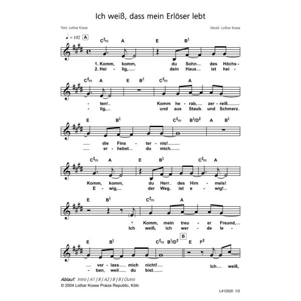 Produktbild des Artikels Ich weiß, dass mein Erlöser lebt (Noten - Download)
