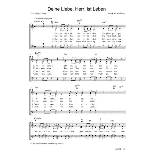 Produktbild des Artikels Deine Liebe, Herr, ist Leben (Noten - Download)