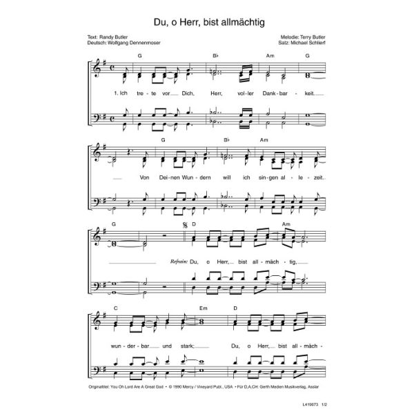 Produktbild - Du, o Herr, bist allmächtig / You Oh Lord Are A Great God