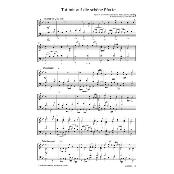 Produktbild des Artikels Tut mir auf die schöne Pforte (Noten - Download)