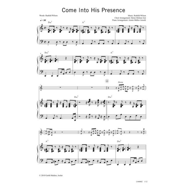 Produktbild des Artikels Come Into His Presence (Noten - Download)