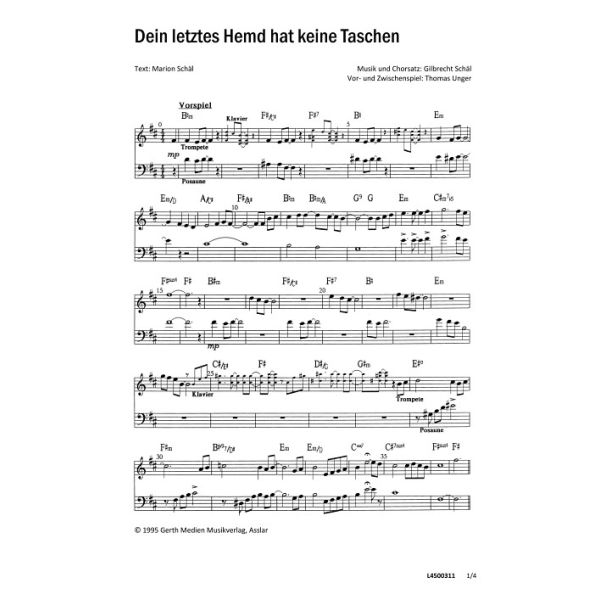Produktbild des Artikels Dein letztes Hemd hat keine Taschen (Noten - Download)