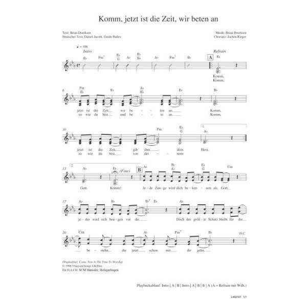 Produktbild des Artikels Komm, jetzt ist die Zeit wir beten an / Come Now Is The Time To Worship (Noten - Download)