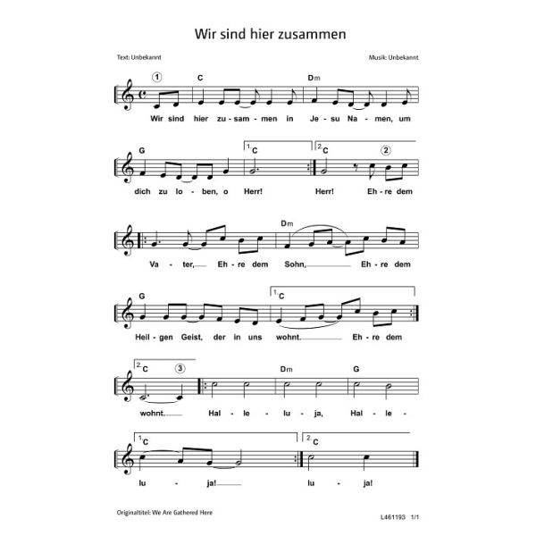 Produktbild des Artikels Wir sind hier zusammen / We Are Gathered Here (Noten - Download)