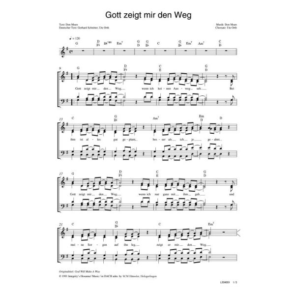 Produktbild des Artikels Gott zeigt mir den Weg / God Will Make A Way (Noten - Download)