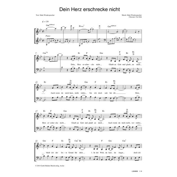 Produktbild des Artikels Dein Herz erschrecke nicht (Noten - Download)