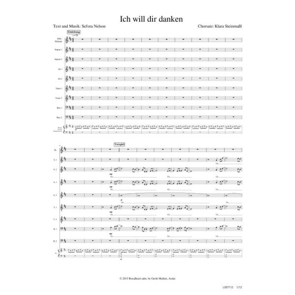Produktbild des Artikels Ich will dir danken (Noten - Download)
