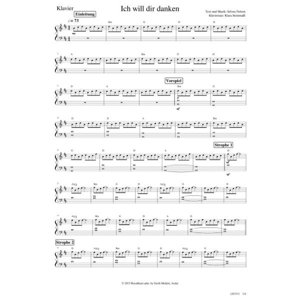 Produktbild des Artikels Ich will dir danken (Noten - Download)