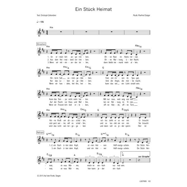 Produktbild des Artikels Ein Stück Heimat (Noten - Download)