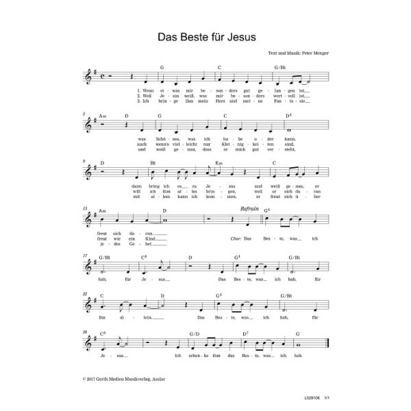 Produktbild des Artikels Das Beste für Jesus (Noten - Download)